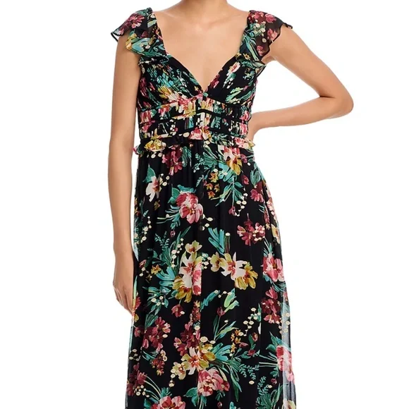 Aqua Boho Floral Maxi Dress Black / Green - Picture 5 of 6